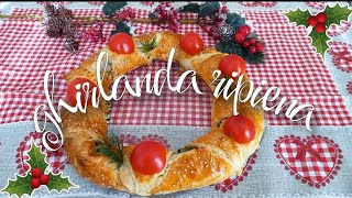 🎄Ghirlanda natalizia di pasta sfoglia ripiena con spinaci e ricotta  antipasto di Natale⛄ [upl. by Einwahs813]