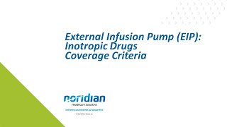 External Infusion Pump EIP Inotropic Drugs Coverage Criteria [upl. by Bernt]