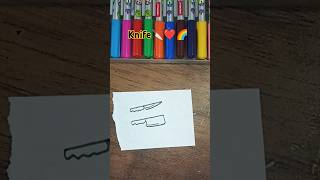 How to draw knife🔪❤️🌈ShortsKnifeDrawing😱drawingtutorialdrawingkitchentoolsatisfyingyoutubeart [upl. by Fernandez273]