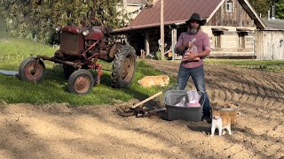 1920 planet JR 4 Planting green and potato’s the oldfashioned way with the Farmall cub￼ and a hoe [upl. by Eveline729]