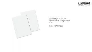 Select Memo Pad A4 Narrow Feint Margin Pack of 10 NPD0108 [upl. by Tadd]