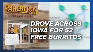 Man drives across Iowa for 52 free burritos [upl. by Innavoj]