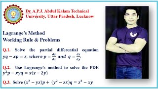 4 Lagrange’s Method to Solve Partial Differential EquationUNIT1MathematicsIVAKTUBAS303BAS403 [upl. by Palila]