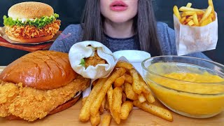 POPEYES FAST FOOD  FRIED CHICKEN BURGER  CRISPY SANDWICH  FRIES  MUKBANG ASMR [upl. by Farhi]