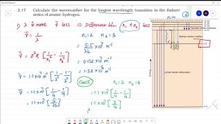 Calculate the wavenumber for the longest wavelength transition in Balmer series of atomic hydrogen [upl. by Duester]