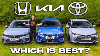 New Honda Civic v Toyota Corolla v Kia Ceed 2023 [upl. by Ljoka71]