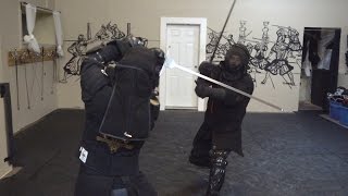 Steel Longsword Sparring  Skall vs Lianna  Chris 15 Dec 2016 [upl. by Redford]