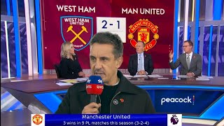 quotGary Nevilles Fiery Reactions West Ham Vs Man Utd 21 Ten Hag Under Pressurequot [upl. by Ongineb]