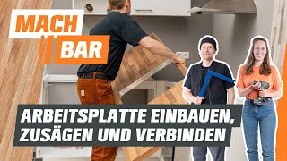 Arbeitsplatte einbauen zusägen und verbinden  OBI [upl. by Maillij451]