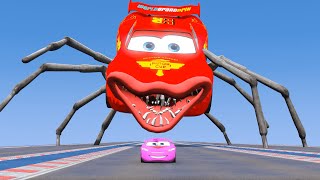 Live Epic Escape From Lightning McQueen Eater Monsters  McQueen VS Lightning McQueen  BeamNGDrive2 [upl. by Anaihk]