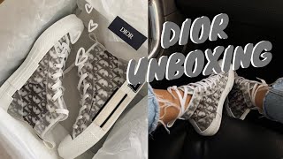 DIOR UNBOXING  SIZING  REVIEW  DIOR B23 OBLIQUE HIGH TOP  LAUREN CROWE [upl. by Libna]