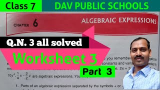 DAV class 7 maths chapter 6 worksheet 3 QN 3 all solved [upl. by Isolda]