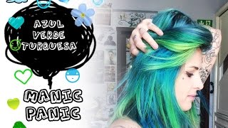 AZUL TURQUESA amp VERDE ♥ Cores Frias ♥ Manic Panic ♥ Diário do Cabelo Colorido ♥ [upl. by Susan558]