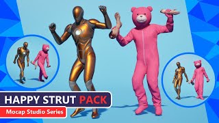 MOCAP STUDIO SERIES  FREE Happy Strut Pack  Motion Capture Animation for Games [upl. by Crudden755]