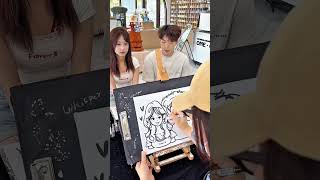 art artist paint draw portrait acrylicpainting picture tiktok caricature reaction couple [upl. by Nymrak]