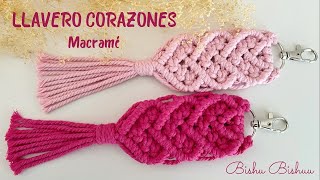 Como hacer llavero 💕 Corazones de Macramé  Macrame hearts keychain [upl. by Sirama67]