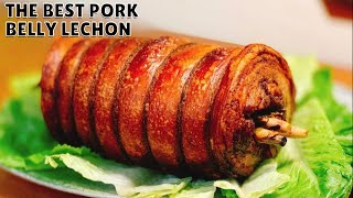 THE BEST PORK LECHON BELLY ROLL IN OVEN  CRISPY AND TASTIEST LECHON [upl. by Pelagias770]