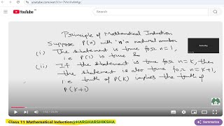 Class 11 Mathematical InductionHARGHARSHIKSHA [upl. by Pallaton]