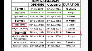 2024 OFFICIAL SCHOOL CALENDAR2024 term one to Three [upl. by Schaper]