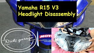 Yamaha R15 V3 Headlight disassembly [upl. by Yenohtna]