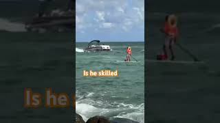 Paddle boarder vs boats at Haulover Inlet crazy [upl. by Llertnauq]