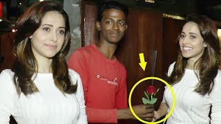 Sonu Ke Titu Ki Sweety Actress Nushrat Bharuchas CRAZY Fan Gifted Her A Red Rose [upl. by Nosoj]