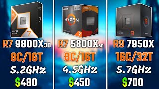 RYZEN 7 9800X3D vs RYZEN 7 5800X3D vs RYZEN 9 7950X  Test in 6 Games [upl. by Moishe]