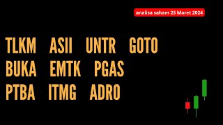 Analisa Saham Investzone 25 Maret 2024 TLKM ASII UNTR GOTO BUKA EMTK PGAS PTBA ITMG ADRO [upl. by Eelnodnarb]