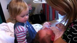 Little girl meets baby sister 1st time ever [upl. by Lewison]