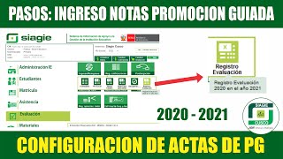 Siagie Ingreso de notas PROMOCION GUIADA paso a paso y GENERAR ACTA PG 2020  2021 [upl. by Moreland]