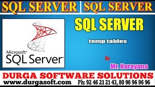 Sql Server tutorial  onlinetraining temp tables by Narayana [upl. by Doraj]