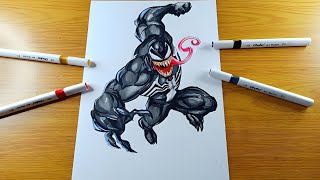 How To Draw Venom  Venom Drawing  Step By Step [upl. by Yokoyama996]