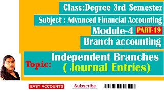 Degree 3rd SemAdvanced Financial Accounting Module 4  Branch accounting  Part19 Easy Accounts [upl. by Base]