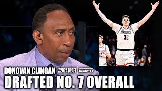 Stephen A reacts to Donovan Clingan getting drafted by the Portland Trail Blazers  2024 NBA Draft [upl. by Winterbottom182]