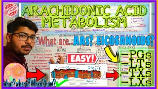 ARACHIDONIC ACID METABOLISM PROSTAGLANDINS LEUKOTRINES THROMBOXANELIPOXINSand its function [upl. by Fahland733]