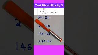 Test Divisibility by 3  Super Easy division shorts mathstricks [upl. by Sussman]