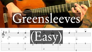 GREENSLEEVES  Easy Arrangement  Full Tutorial with TAB  Fingerstyle Guitar [upl. by Seton653]