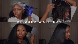 Relaxer Wash Day  9 Month Relaxer Retouch  Niara Alexis [upl. by Ahsilef]