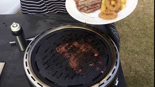 Ribeye steak on the cookshop Portable Charcoal BBQ Grill [upl. by Oiretule]