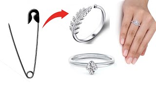 Homemade Safety pin Ring How to make easy RingDiy Safety pin RingDiy Ring [upl. by Bergess]