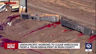 Union Pacific Working To Clear Wreckage From Iron County Train Derailment [upl. by Norbert]