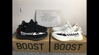 Off White x Adidas Yeezy Boost 350 V2 2018 Black VS White [upl. by Kitrak]