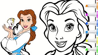 Color With Me  Disney Princess Belle amp Chip Coloring Page [upl. by Iggem]