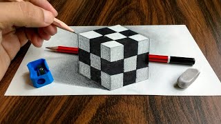 3D Trick Art on Paper Realistic Cube [upl. by Amelita]