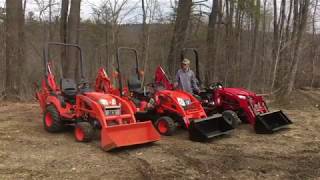 The Sub Compact Tractor Challenge  Mahindra Emax vs BX Kubota vs Kioti CS2210 [upl. by Zurciram853]