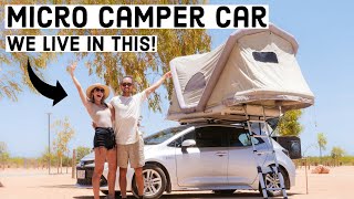 Our OffGrid Micro Camper Car Conversion  Full Tour Hybrid Toyota Hatchback [upl. by Nauqyaj]