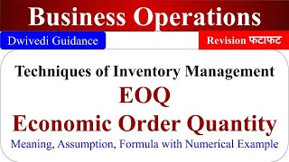 EOQ Techniques of Inventory Management eoq inventory management eoq model business operations [upl. by Akimahs]