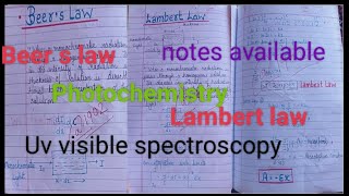 Beer law amp Lambert law UV visible spectroscopyPhotochemistry complete derivation with notes [upl. by Leilani]