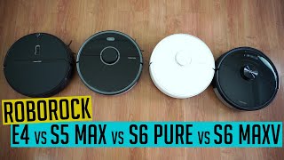 Roborock E4 vs S5 Max vs S6 Pure vs S6 MaxV Robot Vacuum Comparison [upl. by Aicsile327]