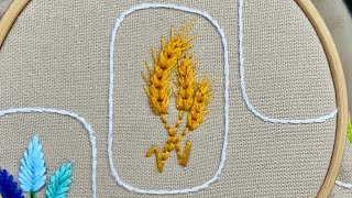 Wheatear Embroidery Spikelet Embroidery How to embroider a wheatear Handkerchief Designs Ideas [upl. by Batha583]